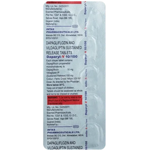 daparyl v 10/100mg tablet 10's